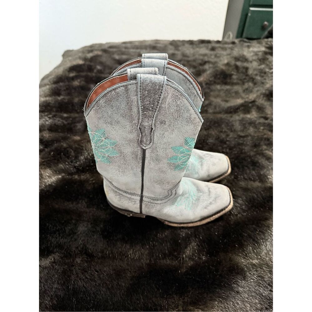 Eight Second Angel Boots Blue floral embroidered western kids 1